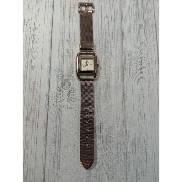 TORY BURCH Phipps Womens Rose Gold Watch, White Square Dial, Steel Mesh Band - Picture 13 of 16